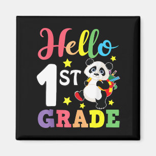 Hello 1st Grade Cute Panda Back To School Student  Magnet