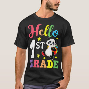 Hello 1st Grade Cute Panda Back To School Student T-Shirt