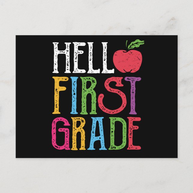 Hello 1st Grade First Day of School Student Gift Postcard (Front)