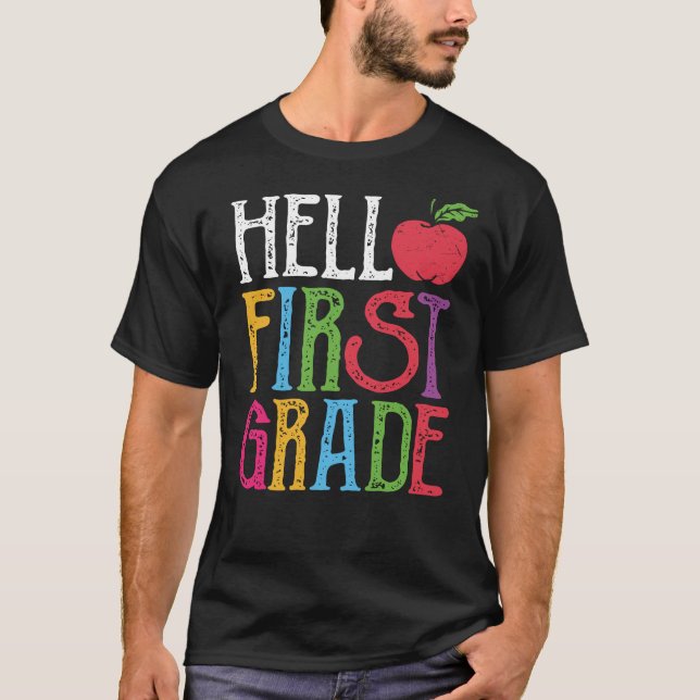 Hello 1st Grade First Day of School Student Gift T-Shirt (Front)