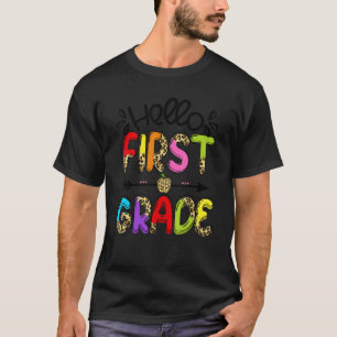 Hello 1st Grade Leopard Apple First Grade Teacher  T-Shirt