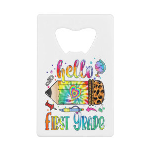 Hello 1st Grade Leopard Pencil Tie Dye Funny Back