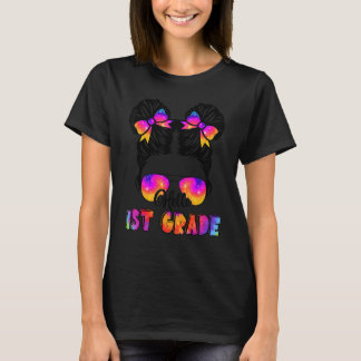 Hello 1st Grade Messy Bun Teacher Back To School G T-Shirt