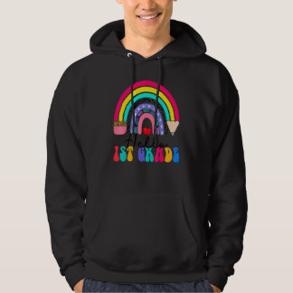 Hello 1st Grade Rainbow Pencil Student Teacher 1st Hoodie