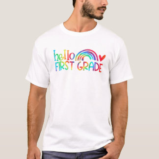 Hello 1St Grade Rainbow Student Teacher Back To Sc T-Shirt