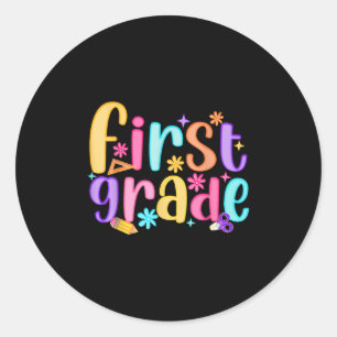 Hello 1st Grade Teacher Girls Kid Preppy Back To S Classic Round Sticker
