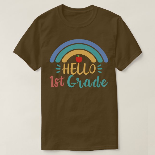 Hello 1st Grade Teaching School Enrolment Premium T-Shirt (Design Front)