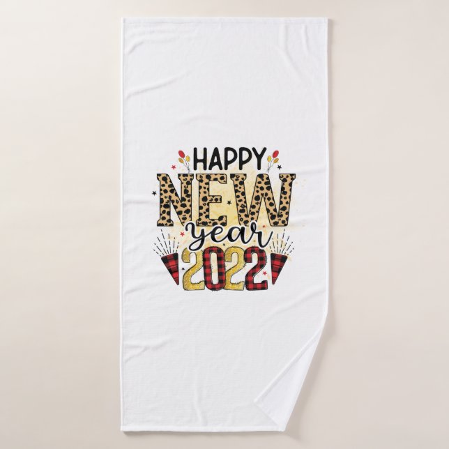 Hello 2022 Happy New Year 2022 Leopard Bath Towel (Bath Towel)