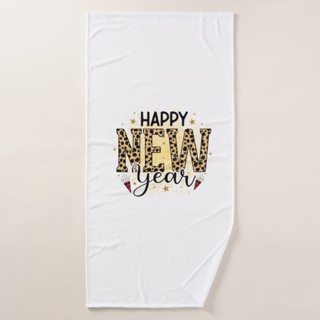 Hello 2022 Happy New Year Leopard Bath Towel (Bath Towel)