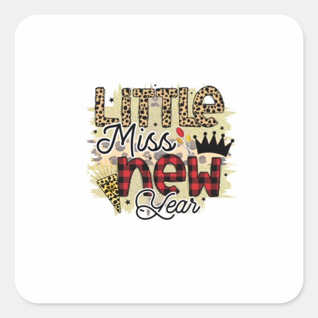 Hello 2022 Little Miss New Year Square Sticker (Front)