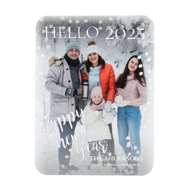 Hello 2022 White Polka Dots Photo Happy New Year Magnet (Vertical)