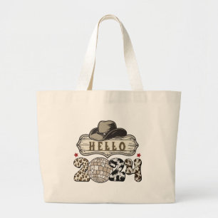 Hello 2024 Western Large Tote Bag