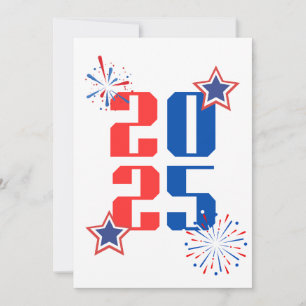 HELLO 2025 Red and blue Holiday card