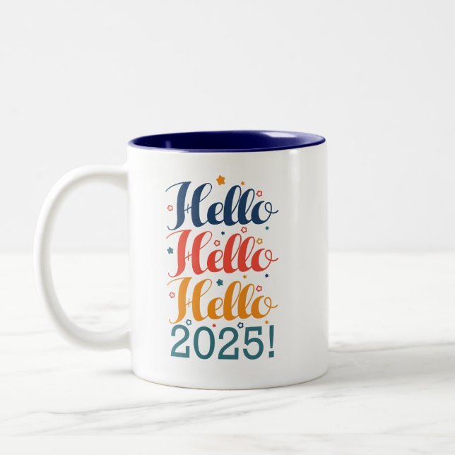 Hello 2025 Two-Tone coffee mug (Left)