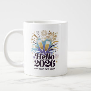 Hello 2026 Celebration– New Year Sparkle Design Large Coffee Mug