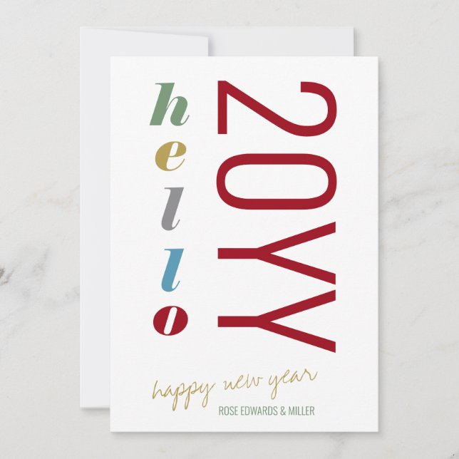 Hello 2026 Colourful Bold Typography New Year Holiday Card (Front)
