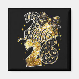 Hello 2026 Coquette Bow Leopard New Years Eve Part Magnet