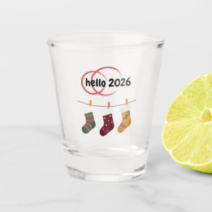 Hello 2026 Cozy New Year Winter Stockings Graphic Shot Glass