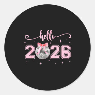 Hello 2026 Cute Nk Bow 2026 New Year's Eve Party  Classic Round Sticker