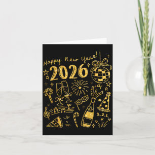 Hello 2026 Disco Ball Coquette Bow Happy New Year Card