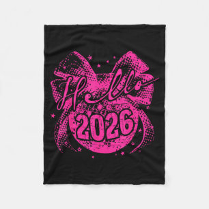 Hello 2026 Disco Ball Coquette Bow Happy New Year  Fleece Blanket
