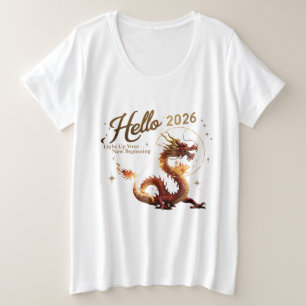 Hello 2026 Golden Dragon Plus Size Women's T-Shirt
