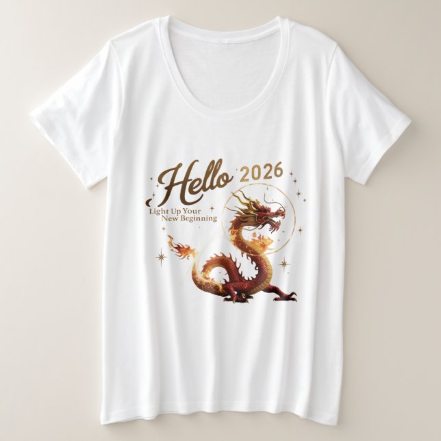Hello 2026 Golden Dragon Plus Size Women's T-Shirt (Design Front)