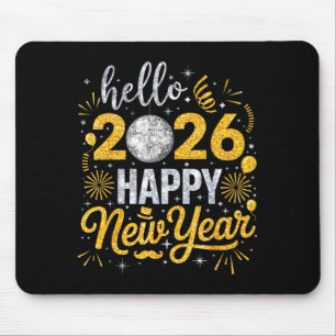 Hello 2026 Happy New Year Fireworks Balloons Famil Mouse Pad