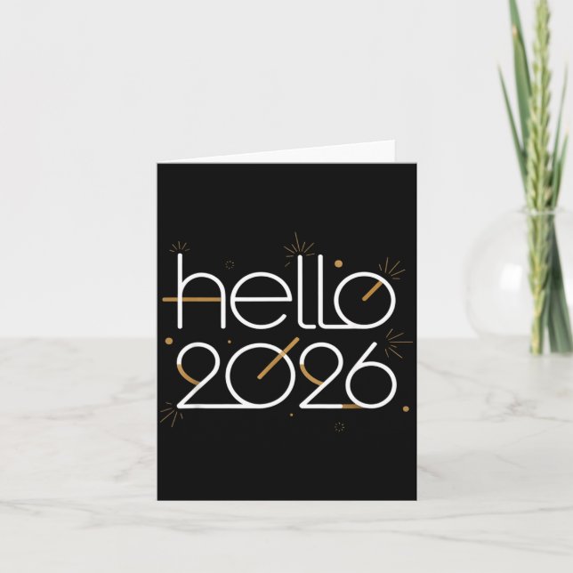 Hello 2026 Happy New Year Fireworks Celebration  Card (Front)
