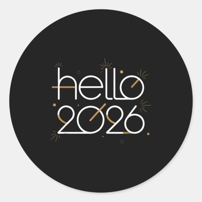 Hello 2026 Happy New Year Fireworks Celebration  Classic Round Sticker (Front)