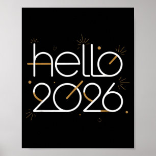 Hello 2026 Happy New Year Fireworks Celebration  Poster