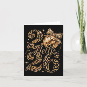 Hello 2026 Leopard Coquette Disco Ball Happy New Y Card