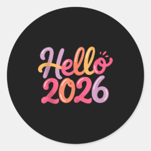 Hello 2026 New Year Celebration Fun Colorful Boys Classic Round Sticker