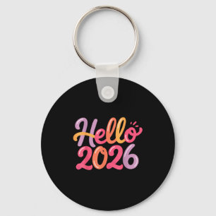 Hello 2026 New Year Celebration Fun Colorful Boys  Key Ring