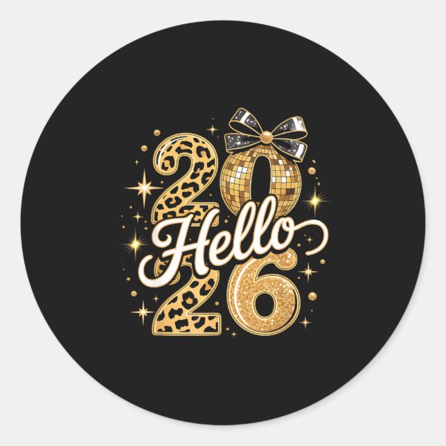 Hello 2026 New Year Party Family Matching Gift  Classic Round Sticker (Front)