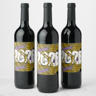 Hello 2026 New Years Trippy Bold Font Wine Label