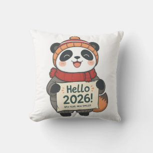 Hello 2026 Panda Tee Cushion