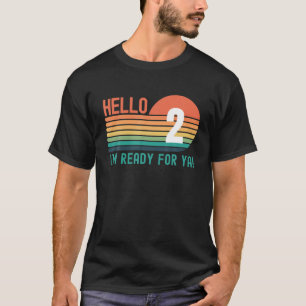 Hello 2 Year Old Birthday Retro Sunset 2Nd Birthda T-Shirt