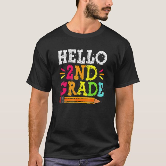 Hello 2nd Grade Back To School  For Students Teach T-Shirt (Front)