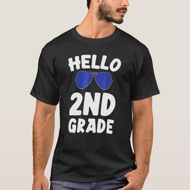 Hello 2nd Grade Cool Sunglasses Second Grade Boys  T-Shirt (Front)