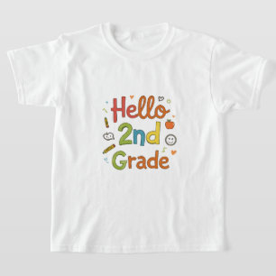 Hello 2nd Grade Cute Doodle Art for Back 2School T-Shirt