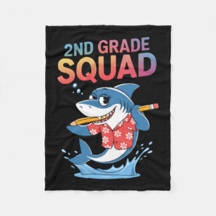 Hello 2nd Grade Cute Shark Team Second Grade Squad Fleece Blanket