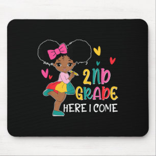 Hello 2nd Grade Here I Come Back To School Afro Bl Mouse Pad