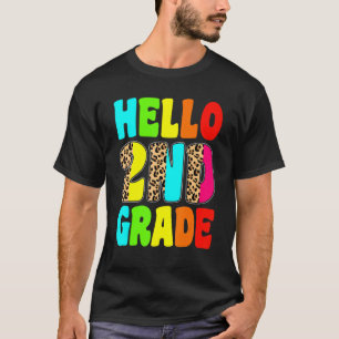Hello 2nd Grade Leopard Back To School First Day T-Shirt