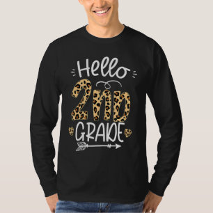 Hello 2nd Grade Leopard Teacher Students Back To S T-Shirt