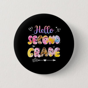 Hello 2nd Grade Leopard Tie Dye Back To School 6 Cm Round Badge