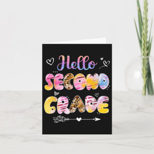 Hello 2nd Grade Leopard Tie Dye Back To School Card
