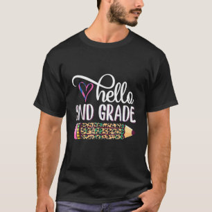 Hello 2nd Grade Leopard Tie Dye Cute Pencil Studen T-Shirt