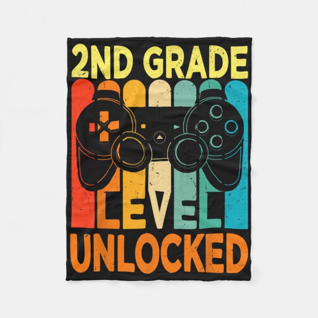 Hello 2nd Grade Level Unlocked Video Game Back To  Fleece Blanket (Front)
