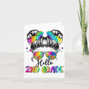 Hello 2nd Grade Messy Hair Bun Girl Ck To School F Card